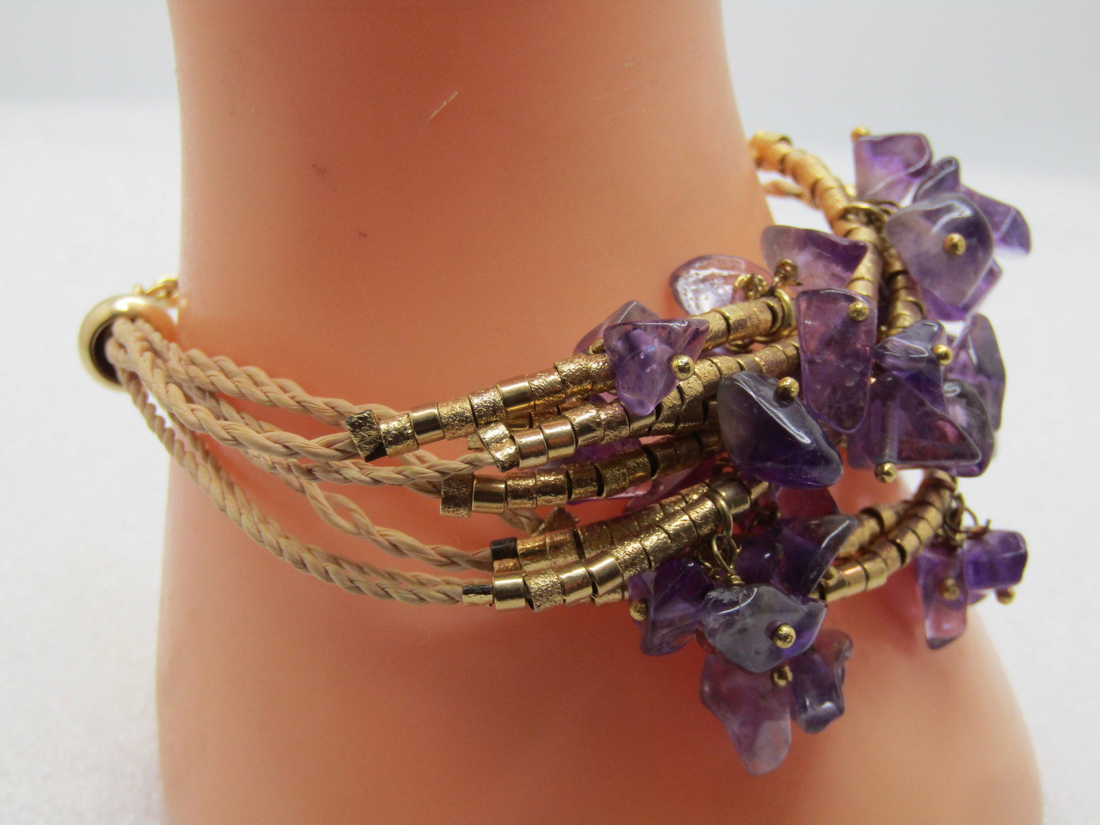 Vintage Eight Strand Amethyst Bracelet, 6.75" ,1980's-19980's - 4