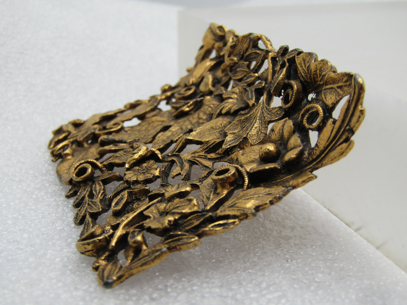 Vintage Floral & Leaf Shoe Buckle, Rectangular, Single Buckle, Signed MUSI, 1950's-1970's - 2