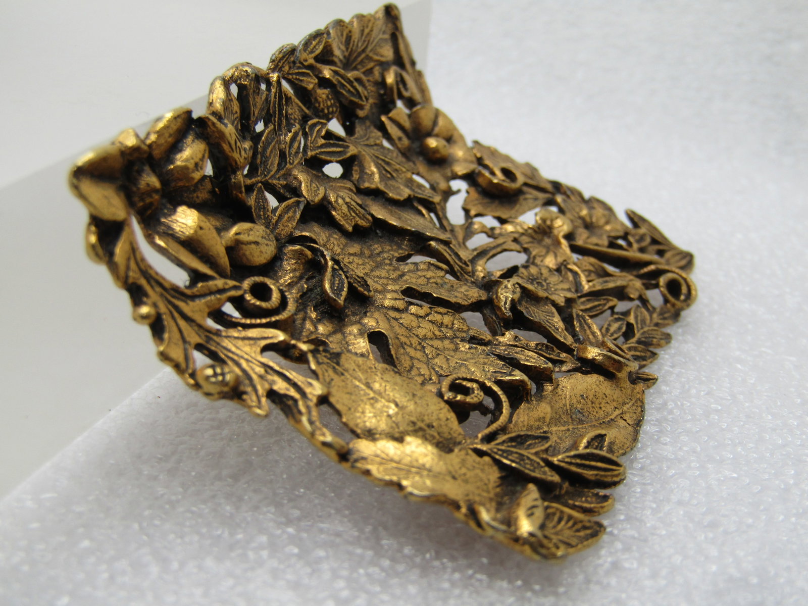 Vintage Floral & Leaf Shoe Buckle, Rectangular, Single Buckle, Signed MUSI, 1950's-1970's - 3