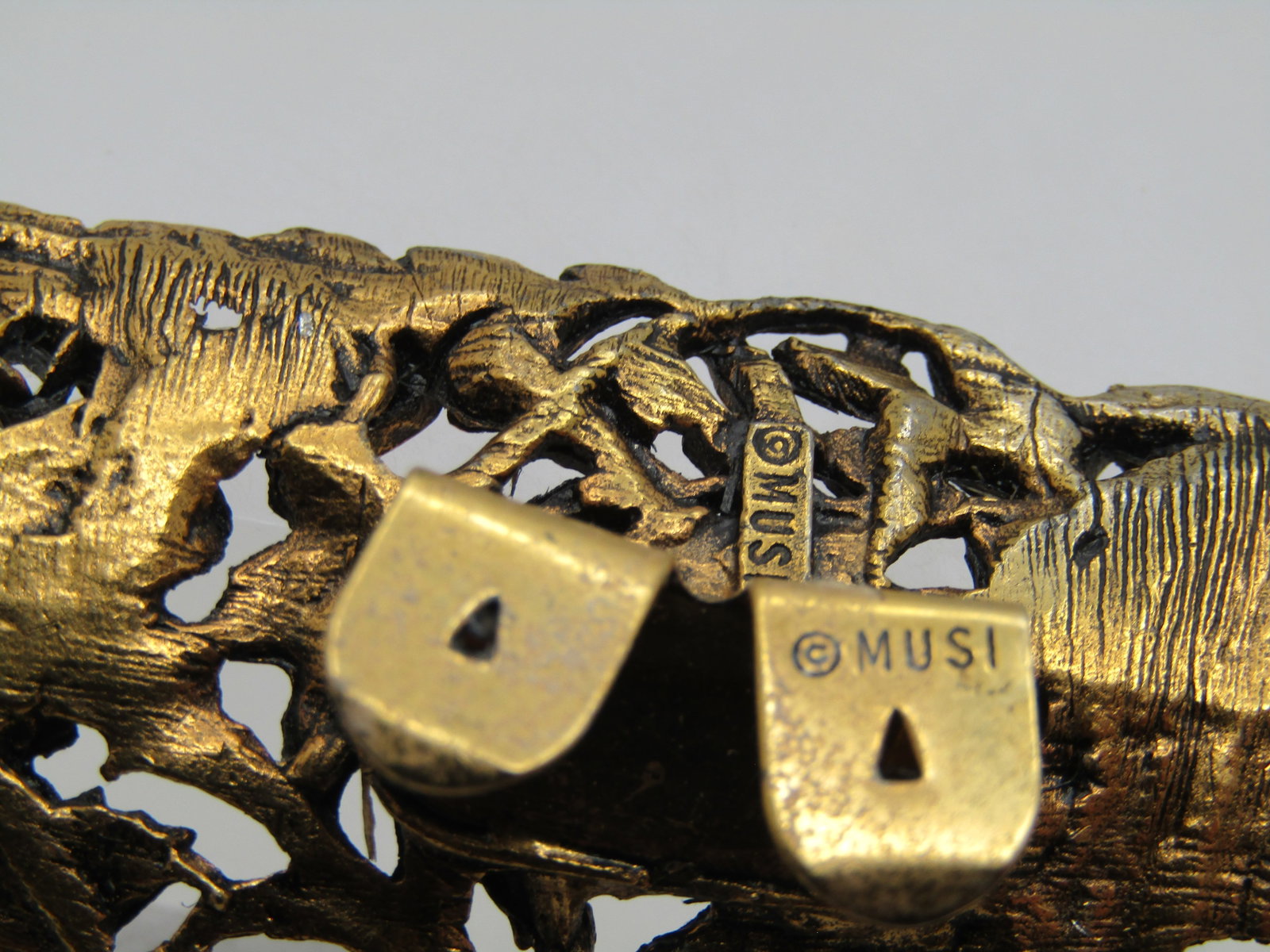 Vintage Floral & Leaf Shoe Buckle, Rectangular, Single Buckle, Signed MUSI, 1950's-1970's - 5