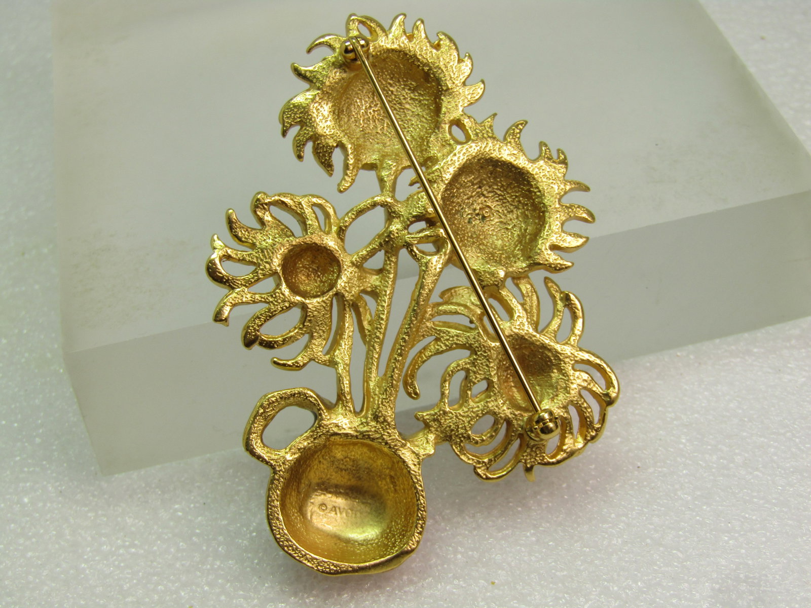 Vintage Enameled Floral Sunflower Brooch, Yves Saint Laurent for Avon, - honoring Van Gogh's - 6