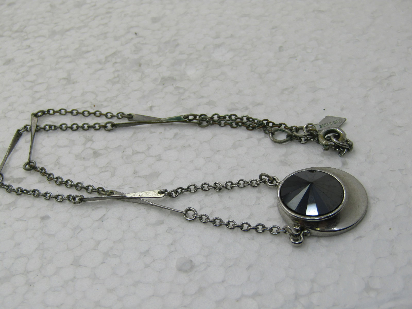 Vintage Hematite Modern Necklace by Sarah Coventry, 16.5" Silver Tone - 5