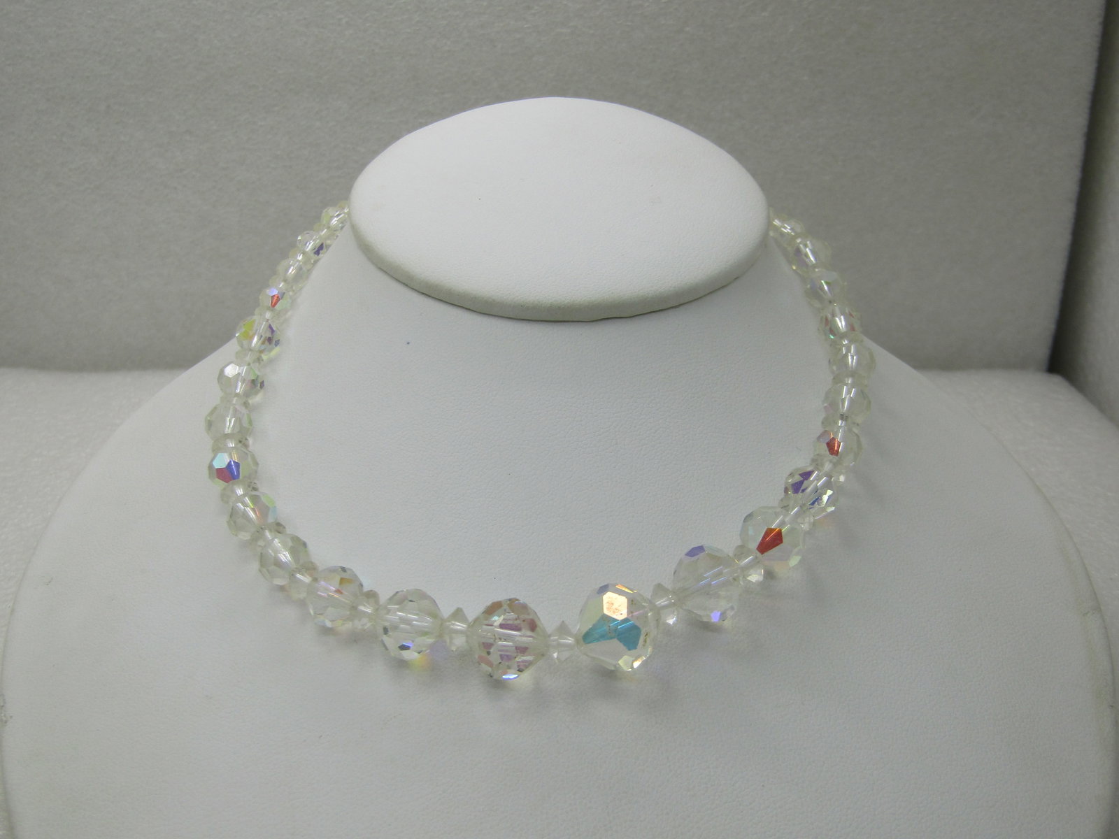 Vintage Laguna Aurora Borealis Crystal Necklce, Faceted Beads, 16" in Original Case - 8