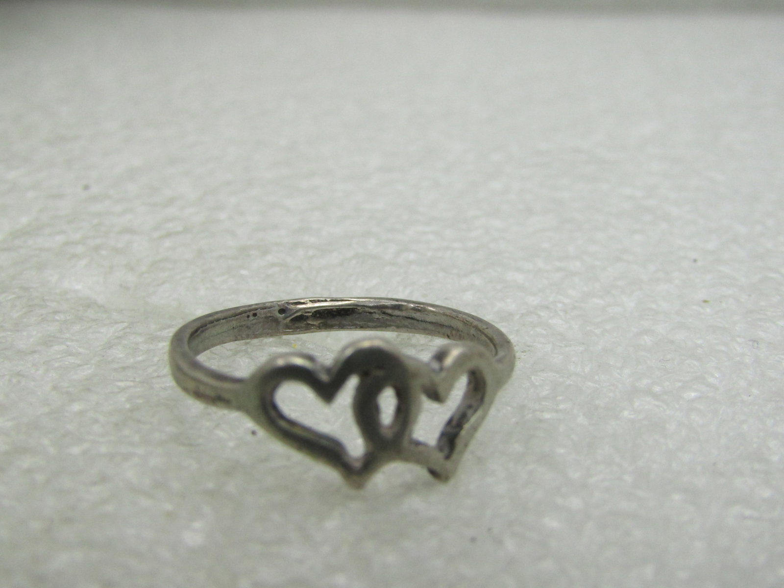 Vintage Sterling Silver Double Heart Ring, Sz. 6 (1 of 8)