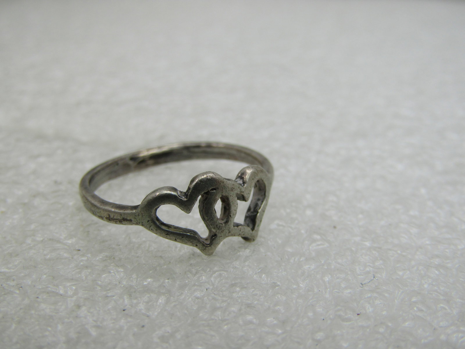Vintage Sterling Silver Double Heart Ring, Sz. 6 - 3