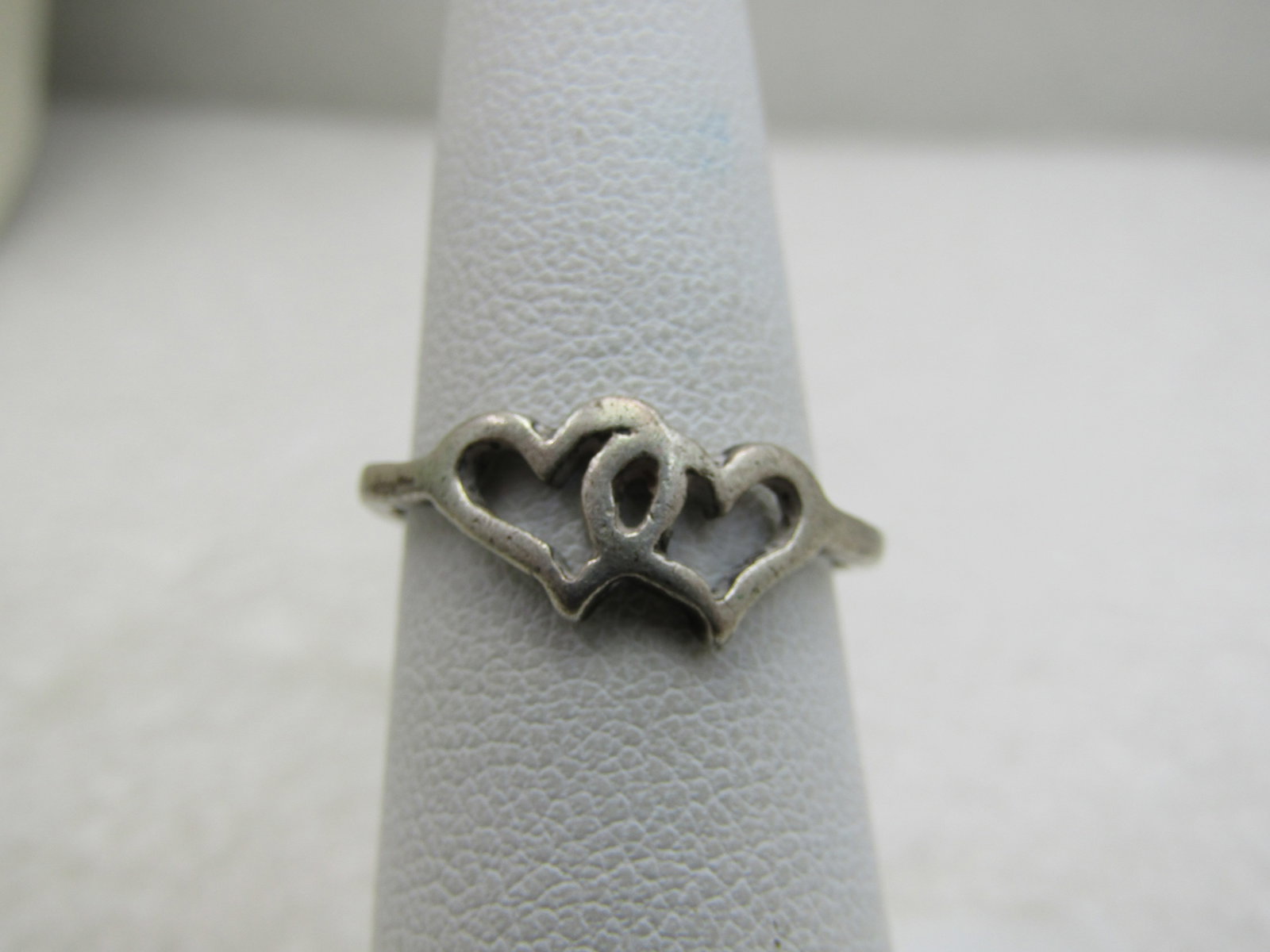 Vintage Sterling Silver Double Heart Ring, Sz. 6 - 4