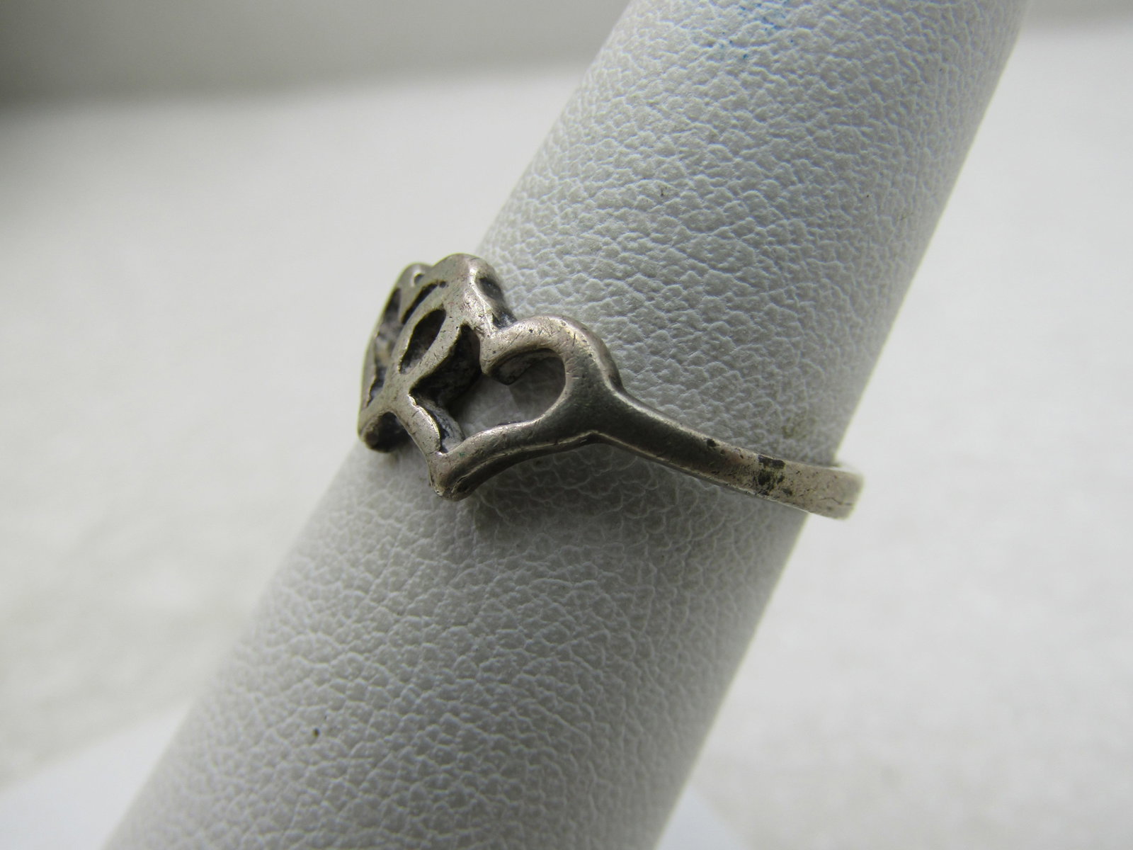 Vintage Sterling Silver Double Heart Ring, Sz. 6 - 6