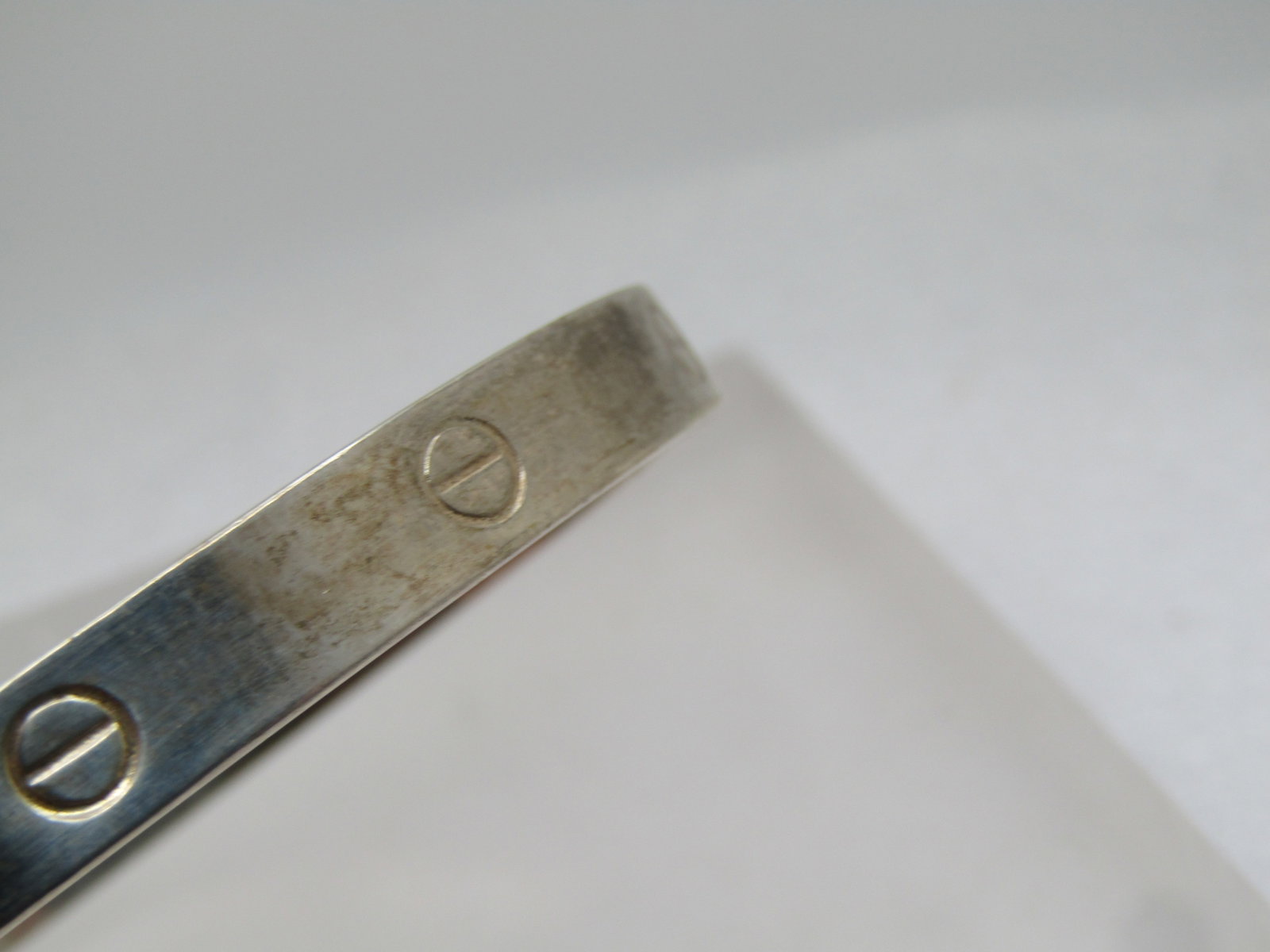 Silver Grommet & Rhinestone Hinged Bracelet, 7.25", 1990's or After, Signed - 4