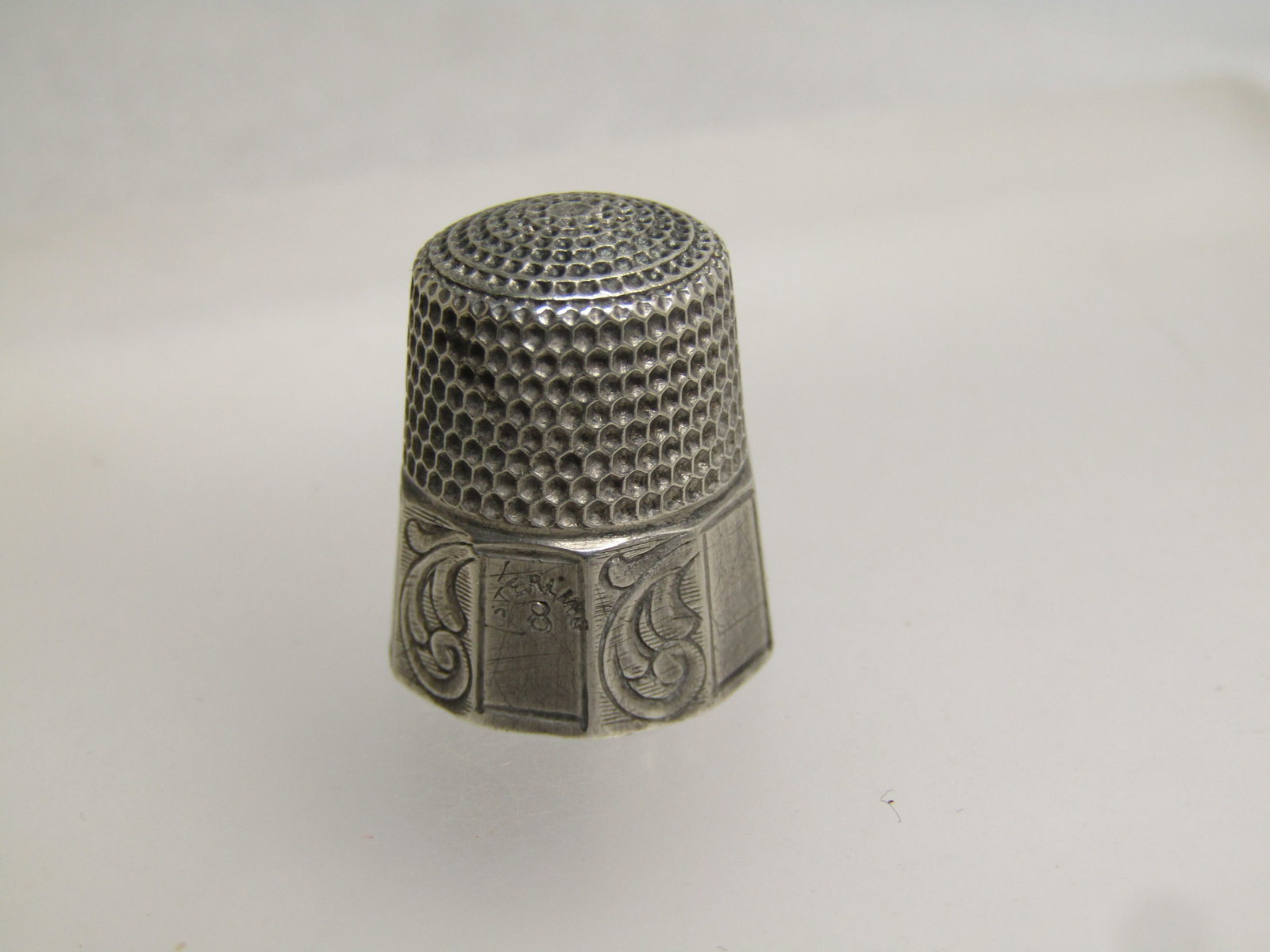 Vintage to Antique Sterling Thimble, Sz. 8, Signed, Victorian to 1920's - 3