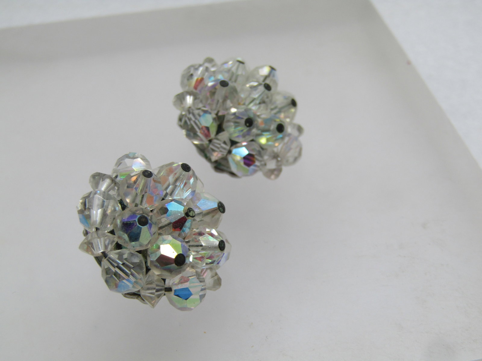 Vintage Laguna Clear Crystal Earrings, Clip, 1950's-1960's - 2