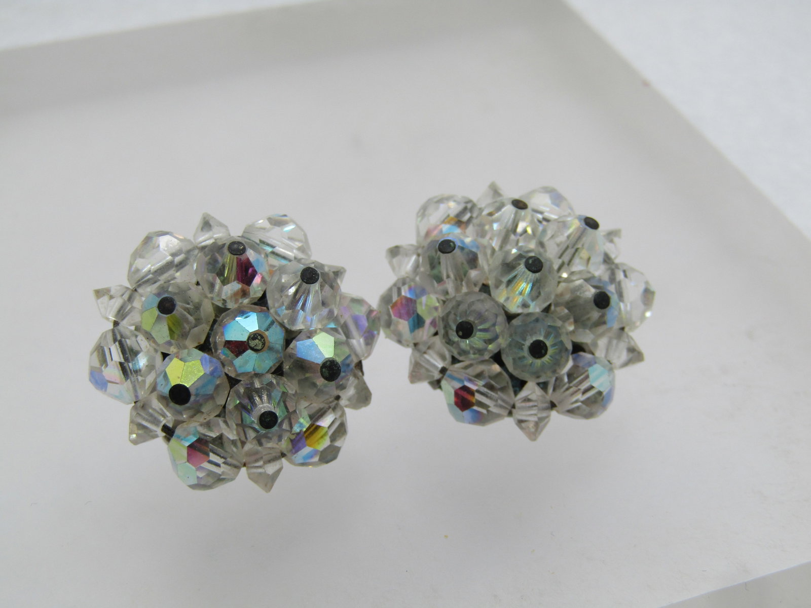 Vintage Laguna Clear Crystal Earrings, Clip, 1950's-1960's - 4