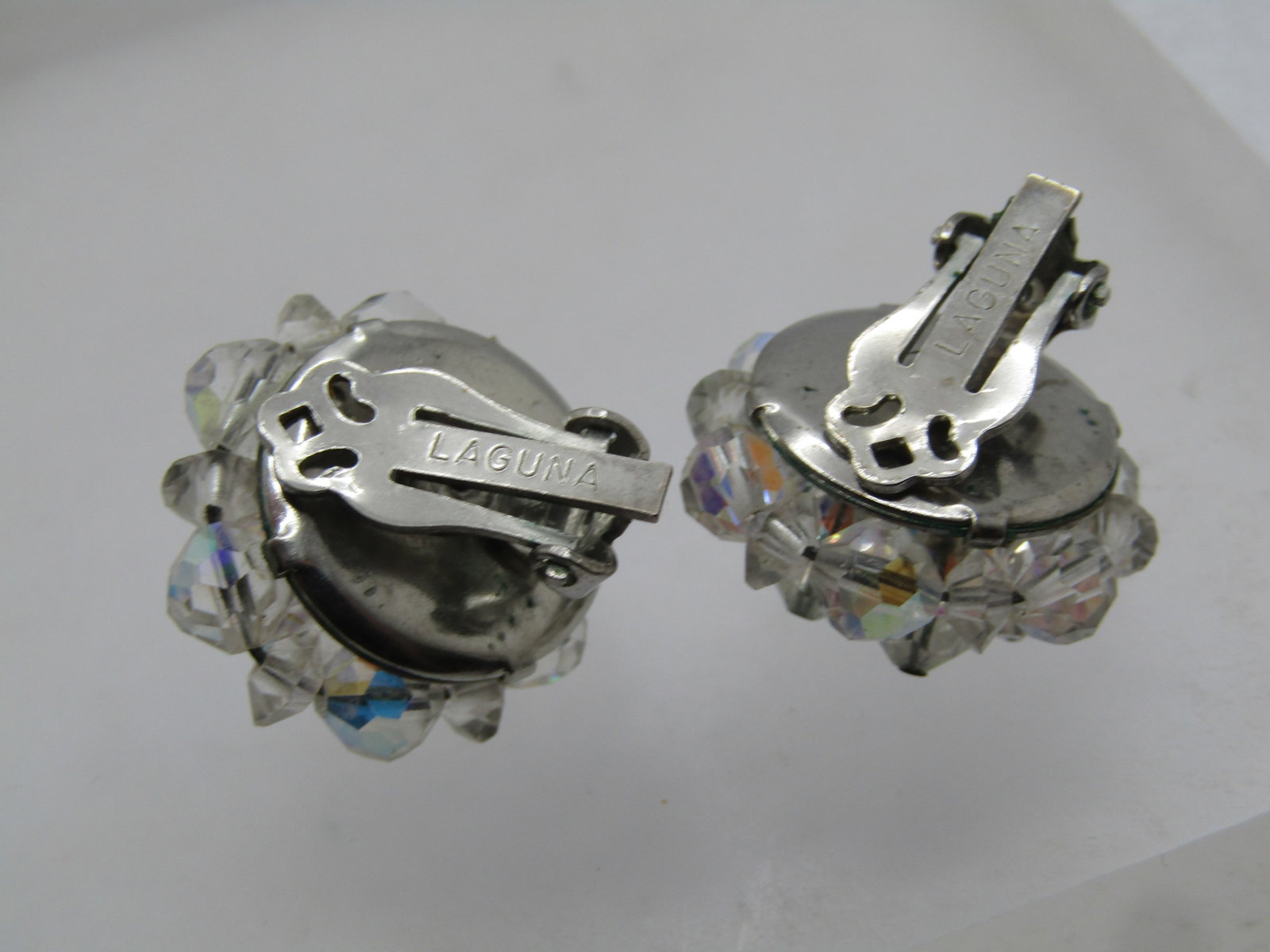 Vintage Laguna Clear Crystal Earrings, Clip, 1950's-1960's - 5