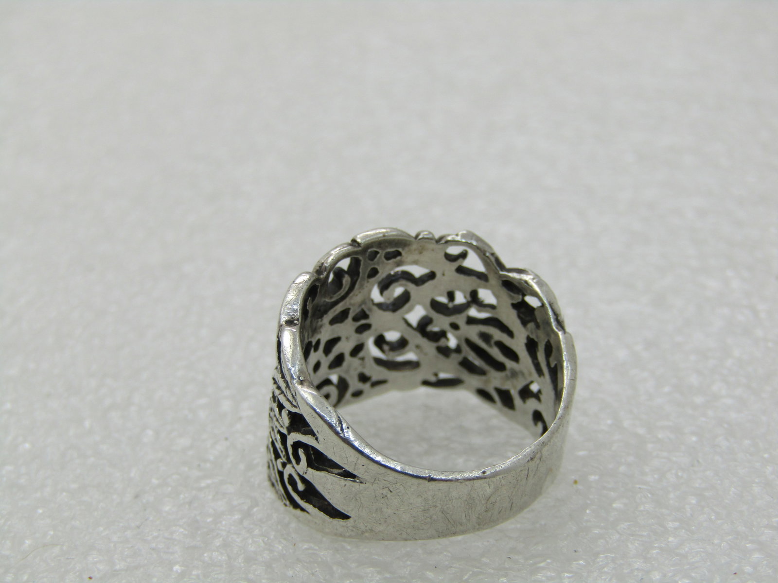 Vintage Sterling Silver Wide Scrolled Band Ring, Sz. 7, 5.92 gr. - 5