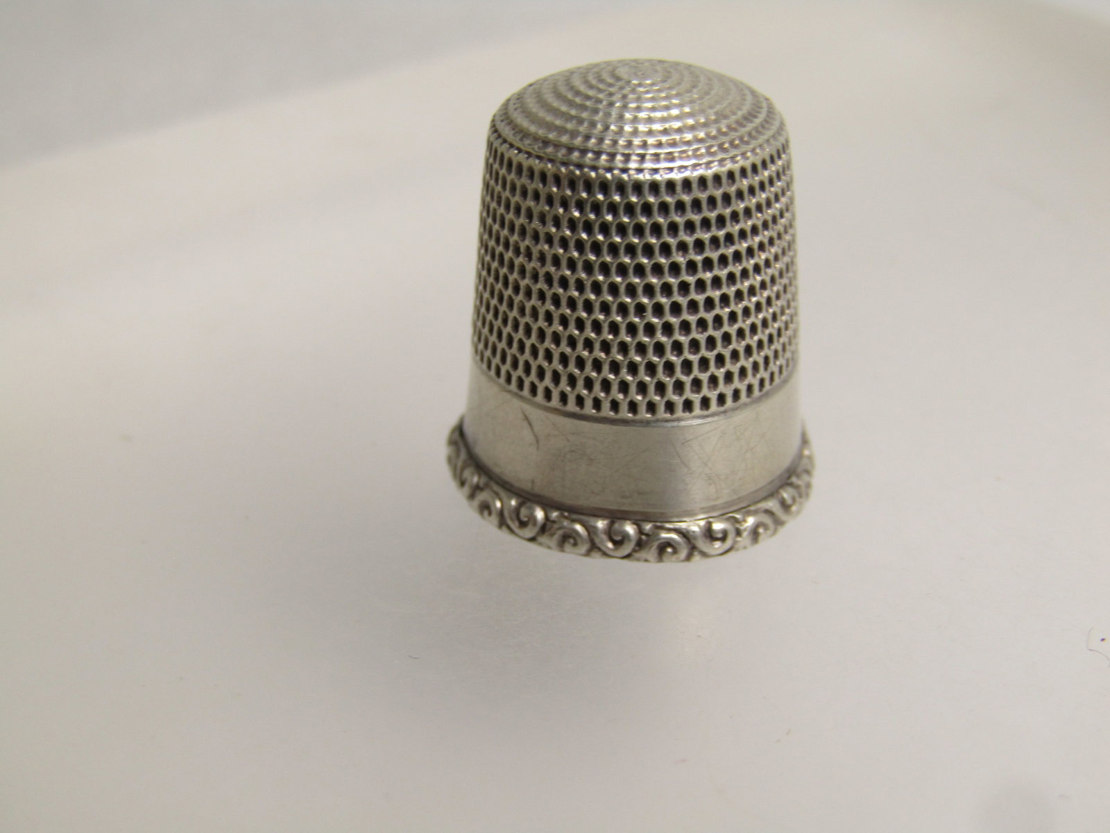 Vintage to Antique Sterling Thimble, Sz. 10, 1920's-1940's, Signed - 2