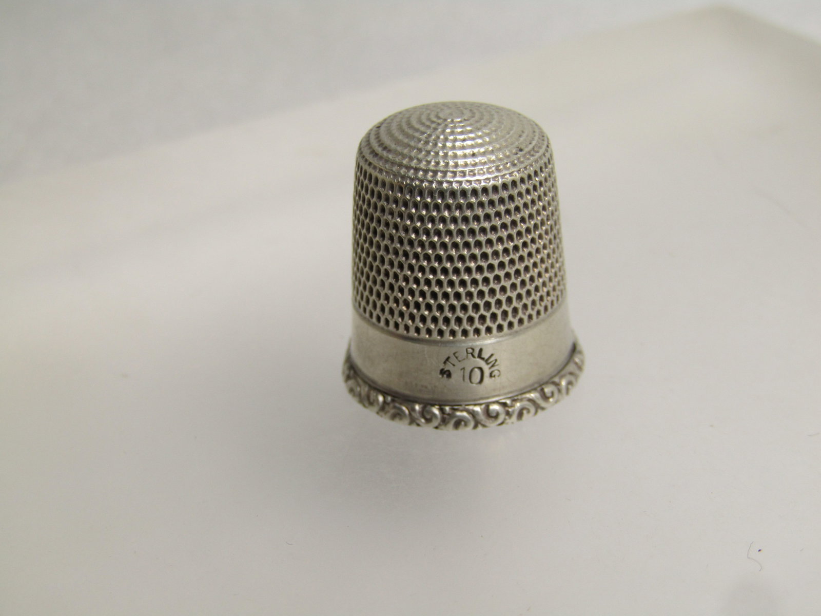 Vintage to Antique Sterling Thimble, Sz. 10, 1920's-1940's, Signed - 3