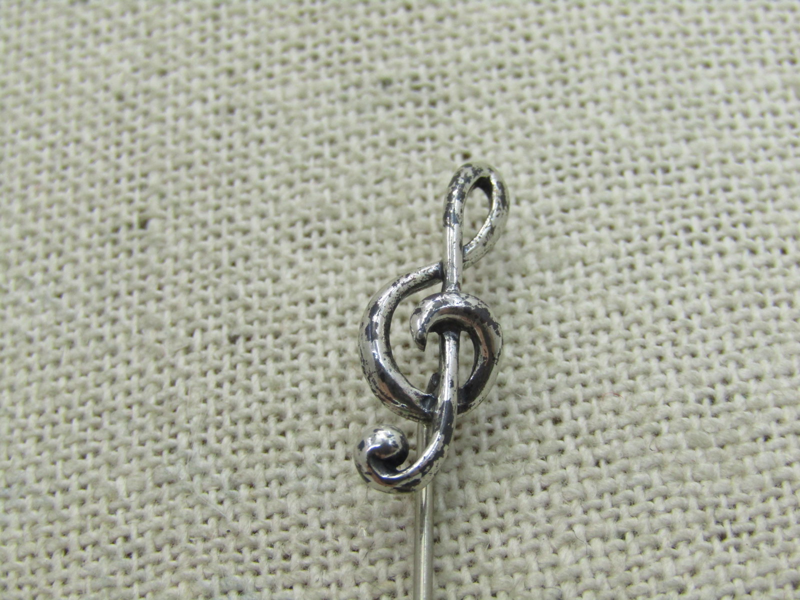 Vintage Sterling Silver Treble Clef Stick Pin, 2.5", 1.27 gr. - 5