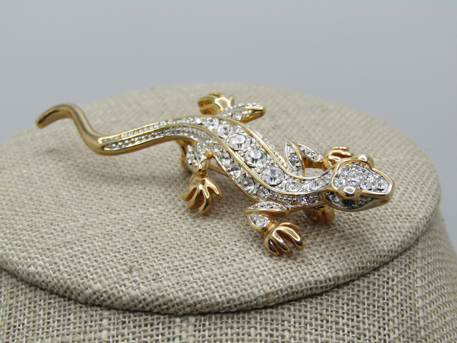 Vintage Rhinestone Lizard Brooch, 1990's - 3