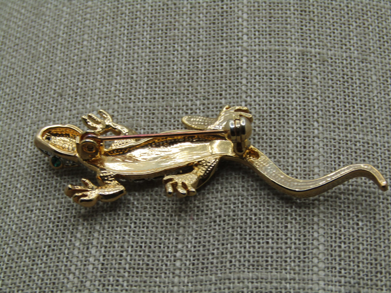 Vintage Rhinestone Lizard Brooch, 1990's - 4