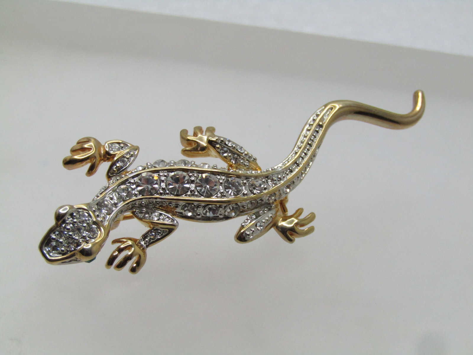 Vintage Rhinestone Lizard Brooch, 1990's - 5