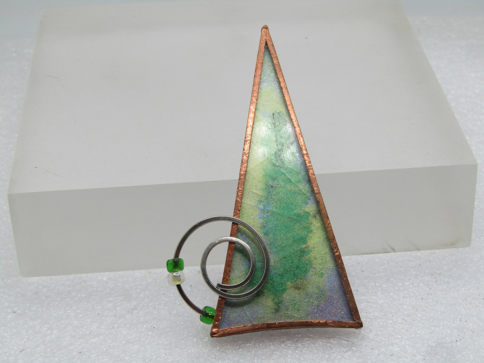Vintage Copper Framed Forest Scene Brooch - Abstract, 1990's - 2
