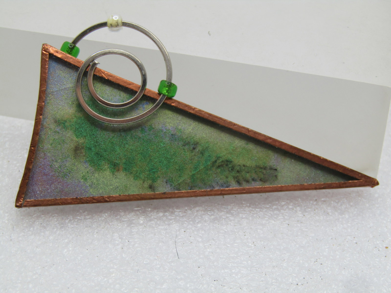 Vintage Copper Framed Forest Scene Brooch - Abstract, 1990's - 3