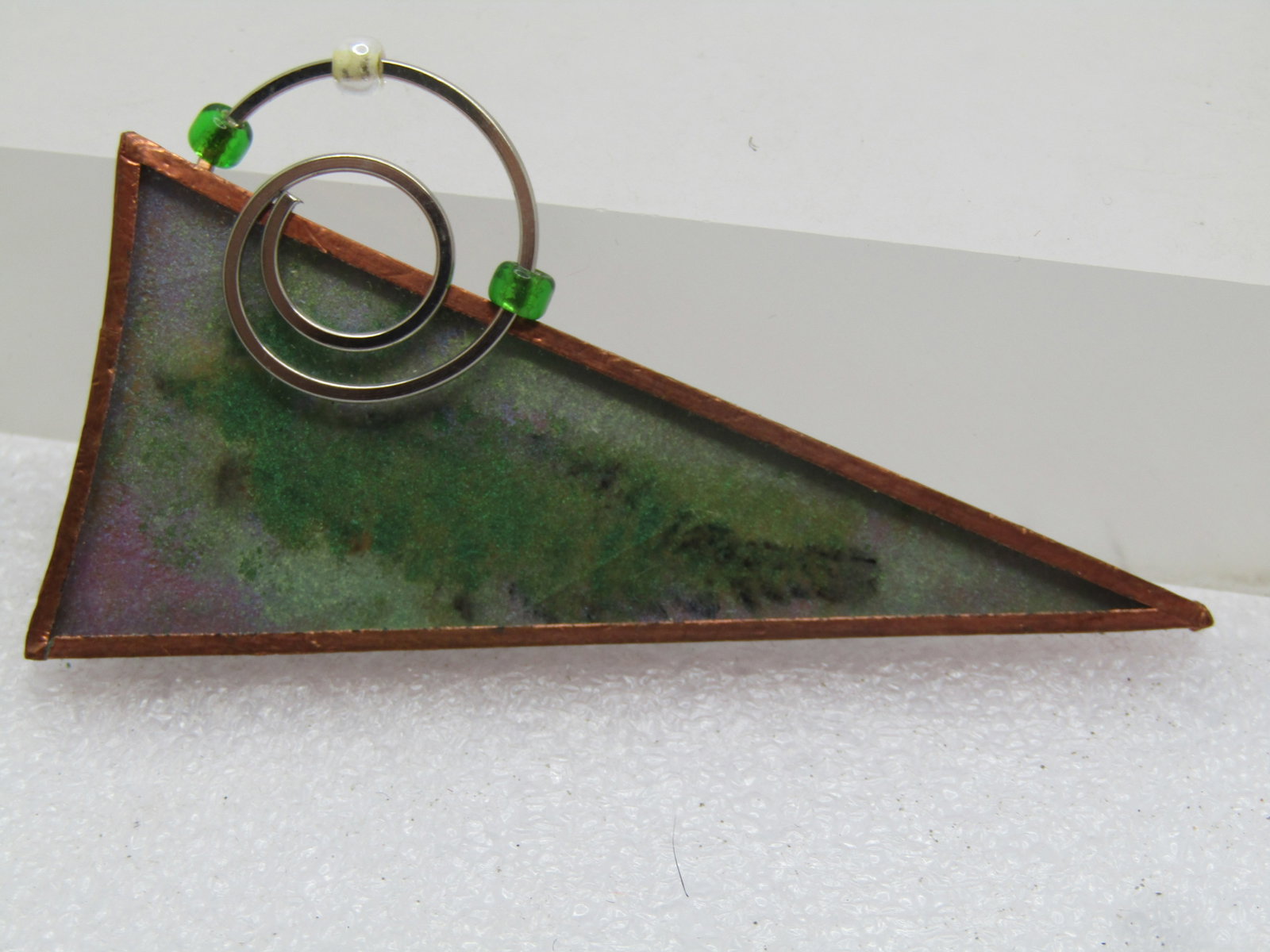 Vintage Copper Framed Forest Scene Brooch - Abstract, 1990's - 4