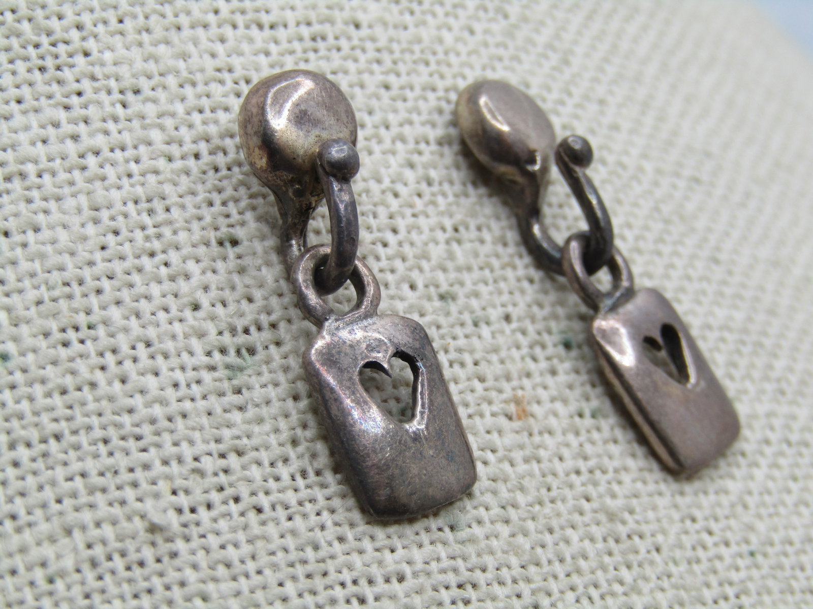 Vintage Sterling Stud/Drop Heart Earrings, Pierced, Signed - 3