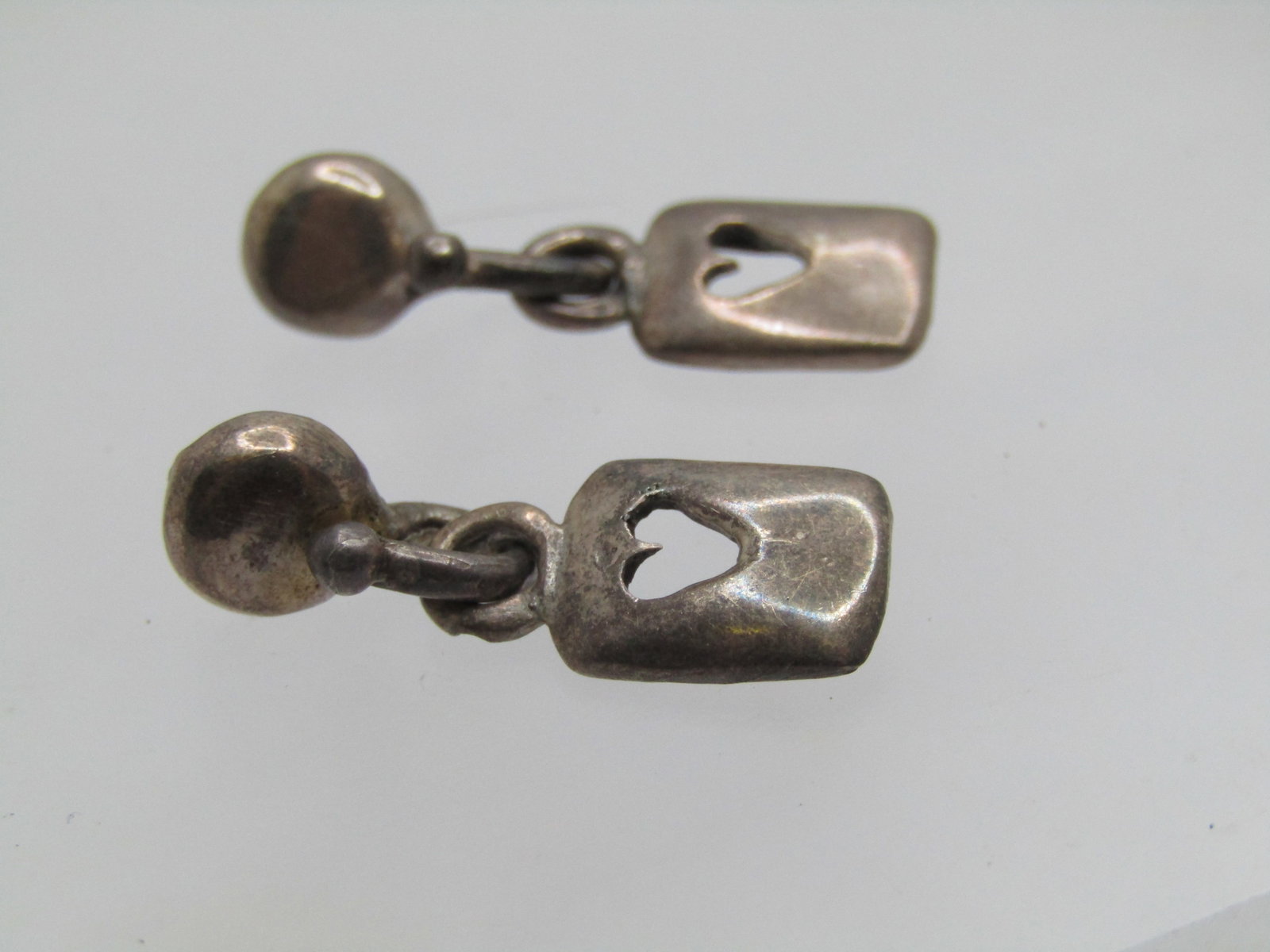 Vintage Sterling Stud/Drop Heart Earrings, Pierced, Signed - 4