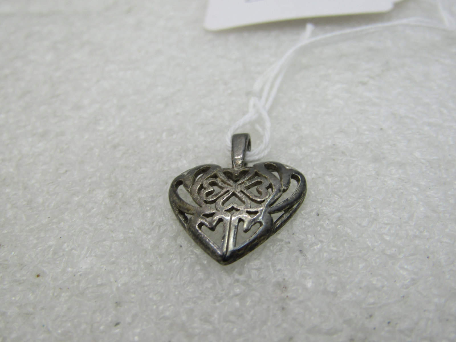 Vintage Sterling Hearts within a Heart Pendant, 3/4", 1960's - 4