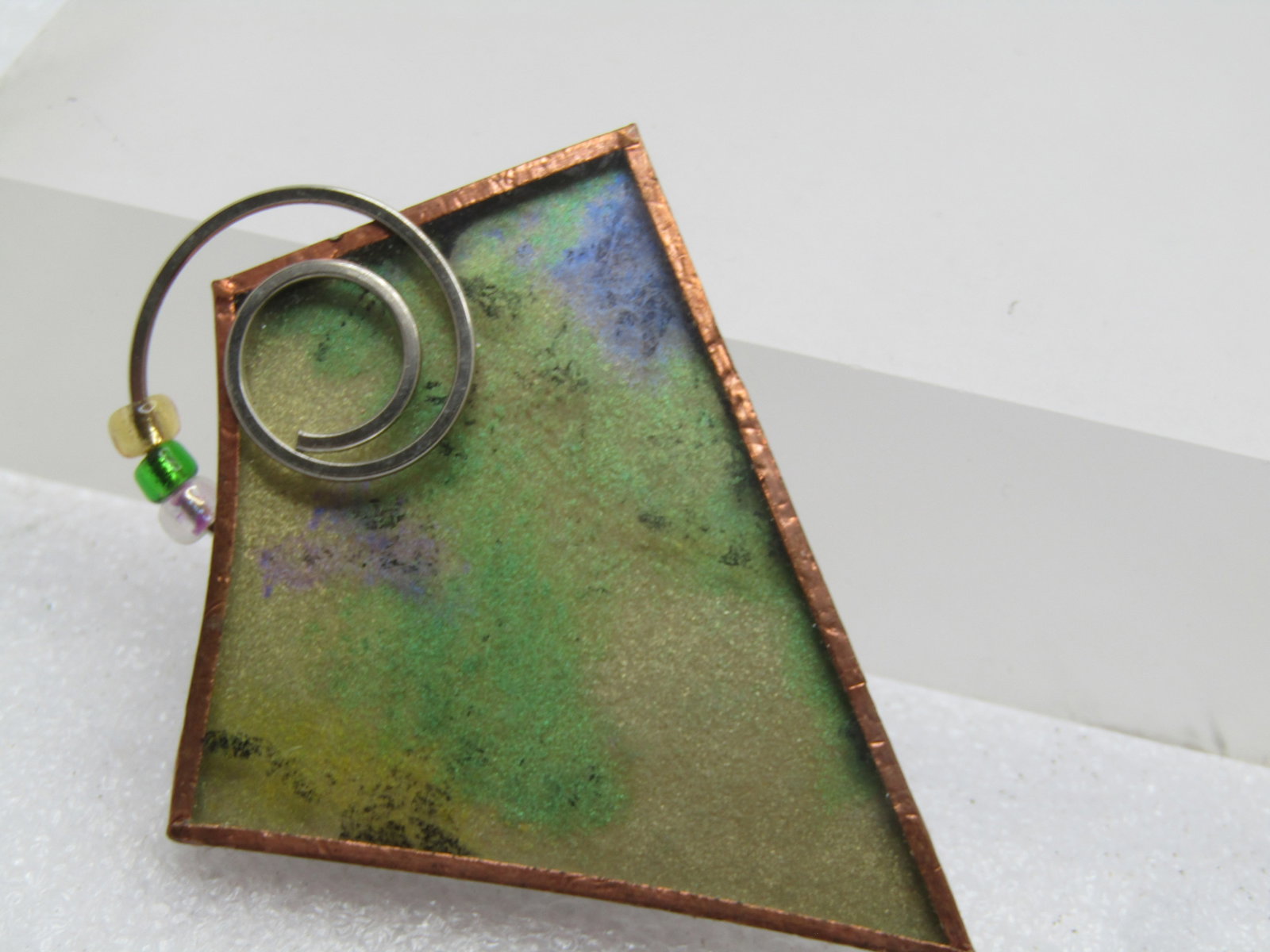 Vintage Copper Four Sided Framed Abstract Brooch, 1990's - 2