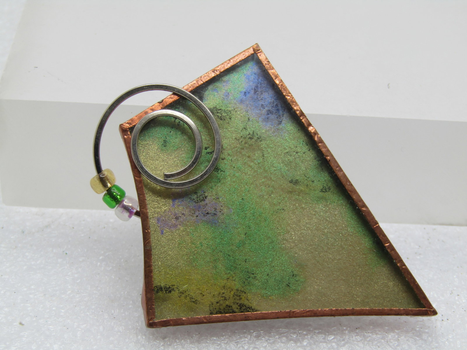 Vintage Copper Four Sided Framed Abstract Brooch, 1990's - 3