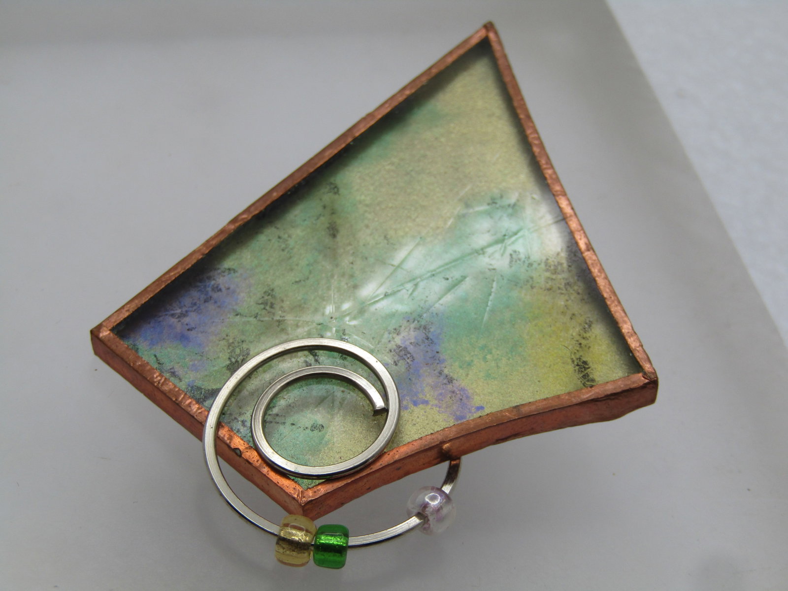 Vintage Copper Four Sided Framed Abstract Brooch, 1990's - 4