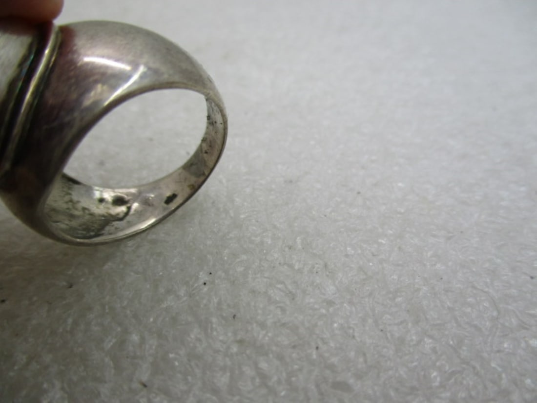 Vintage Sterling Silver Heart CZ Ring, Chunky, Sz. 8 (L) - 5