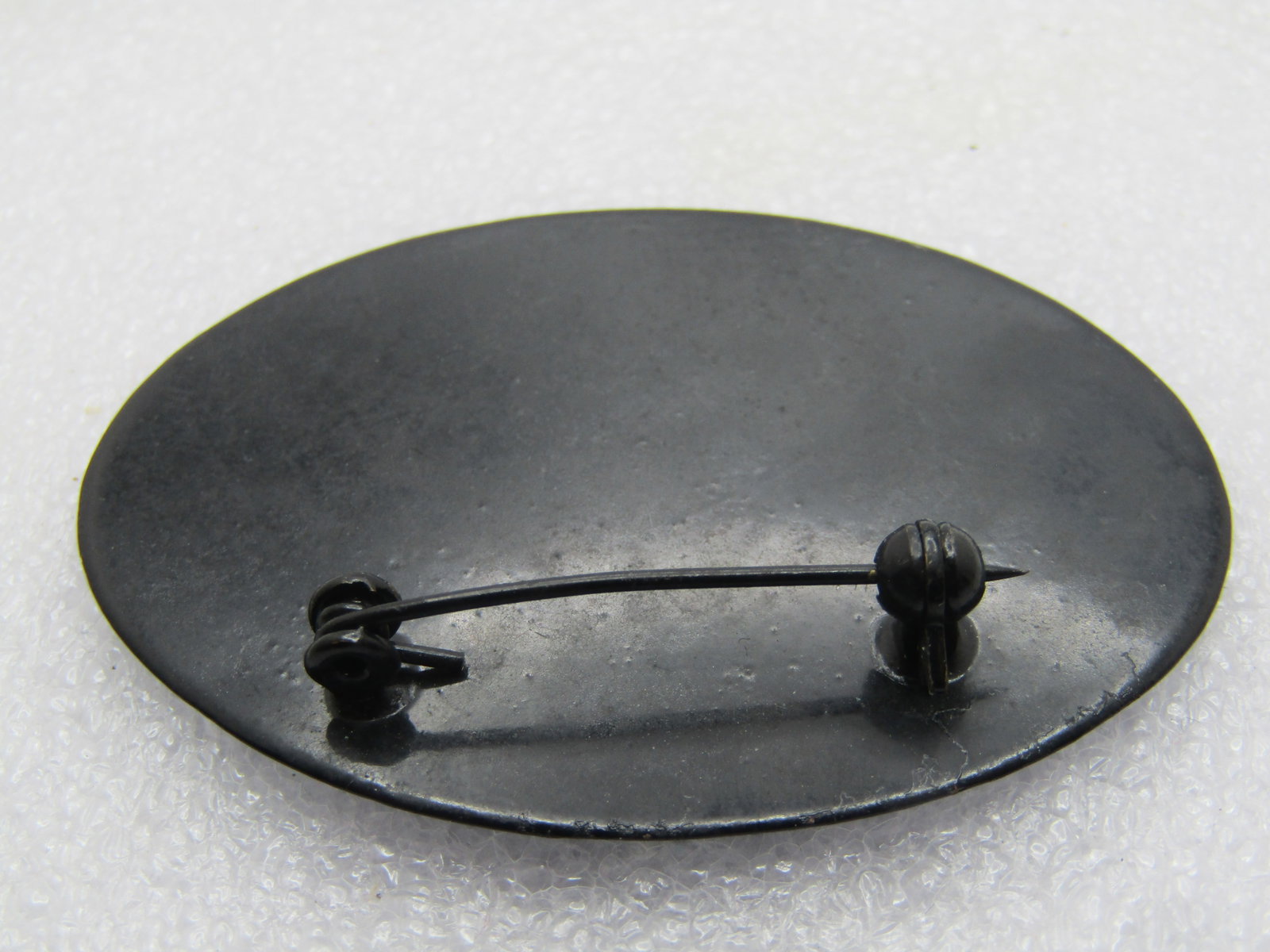 Vintage Black Metal & Opalescent Confetti Brooch, Laminated. 1960's 2-1/8" - 4