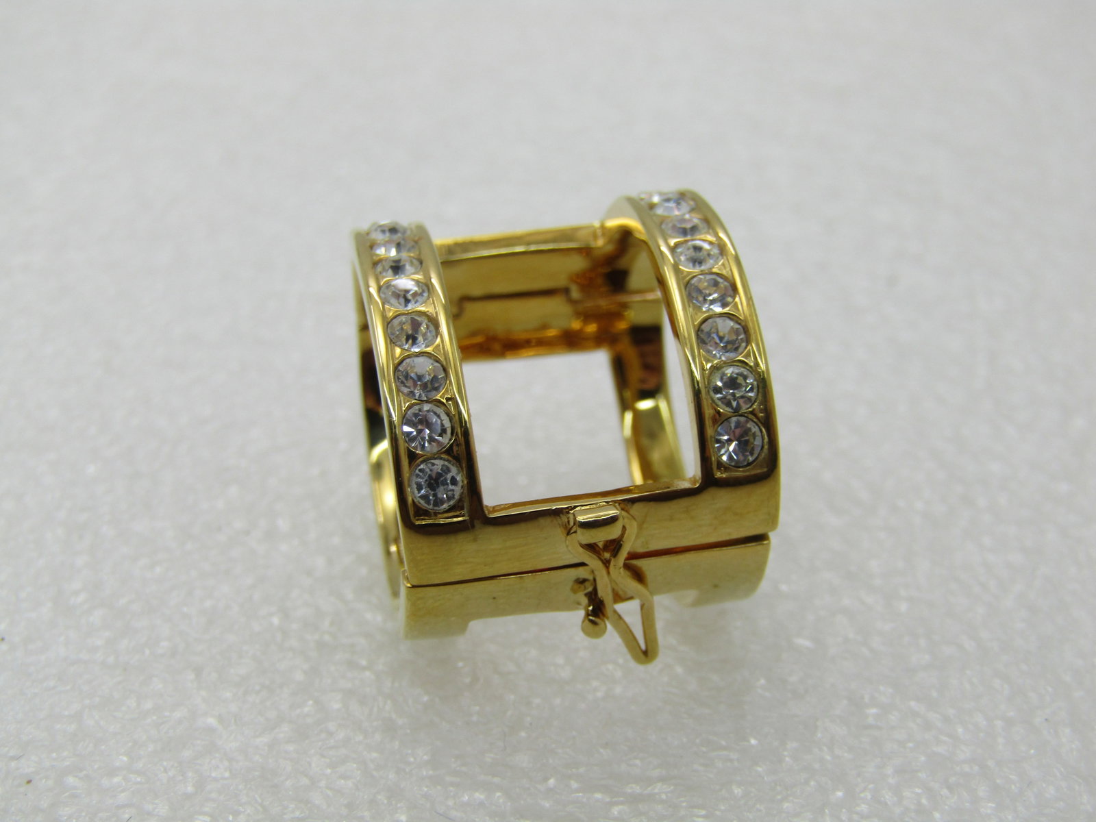 Vintage Joan Rivers Hinged Strand Clamp with Clear Crystals, - 3