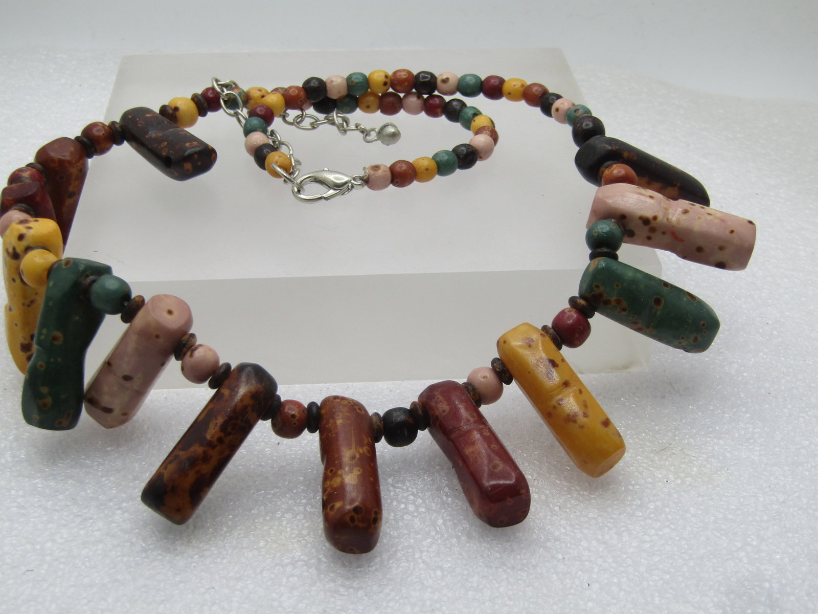 Vintage Faux Agate Tribal Necklace, 21.5", 1980's-1990's - 5