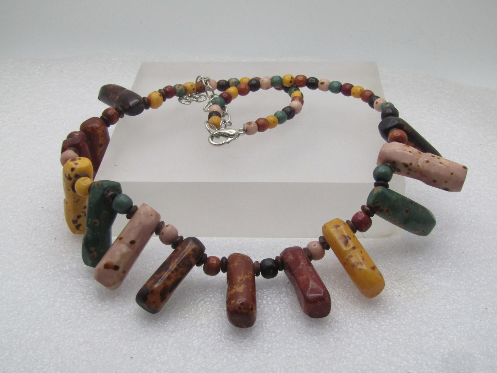 Vintage Faux Agate Tribal Necklace, 21.5", 1980's-1990's - 6