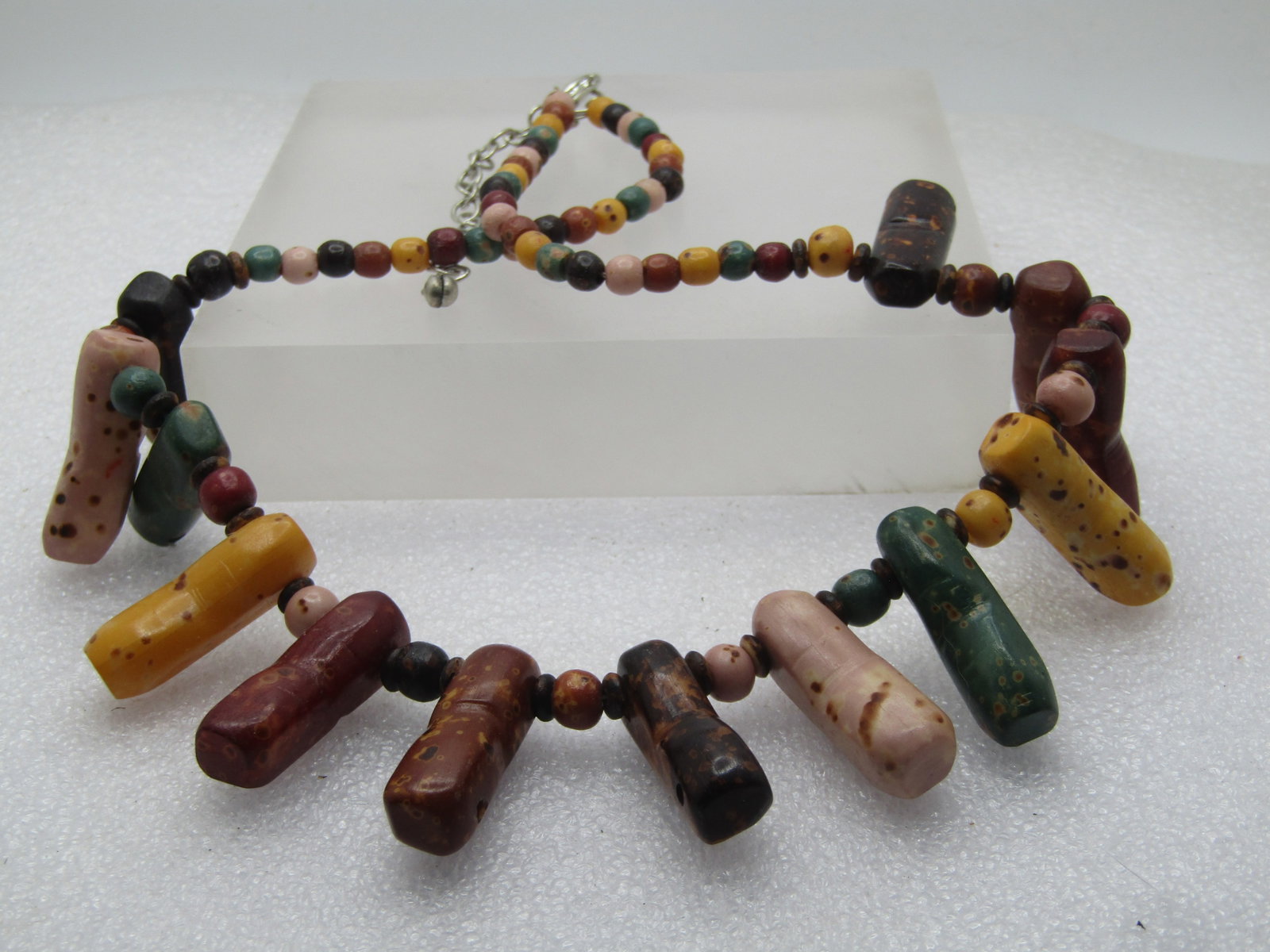 Vintage Faux Agate Tribal Necklace, 21.5", 1980's-1990's - 8
