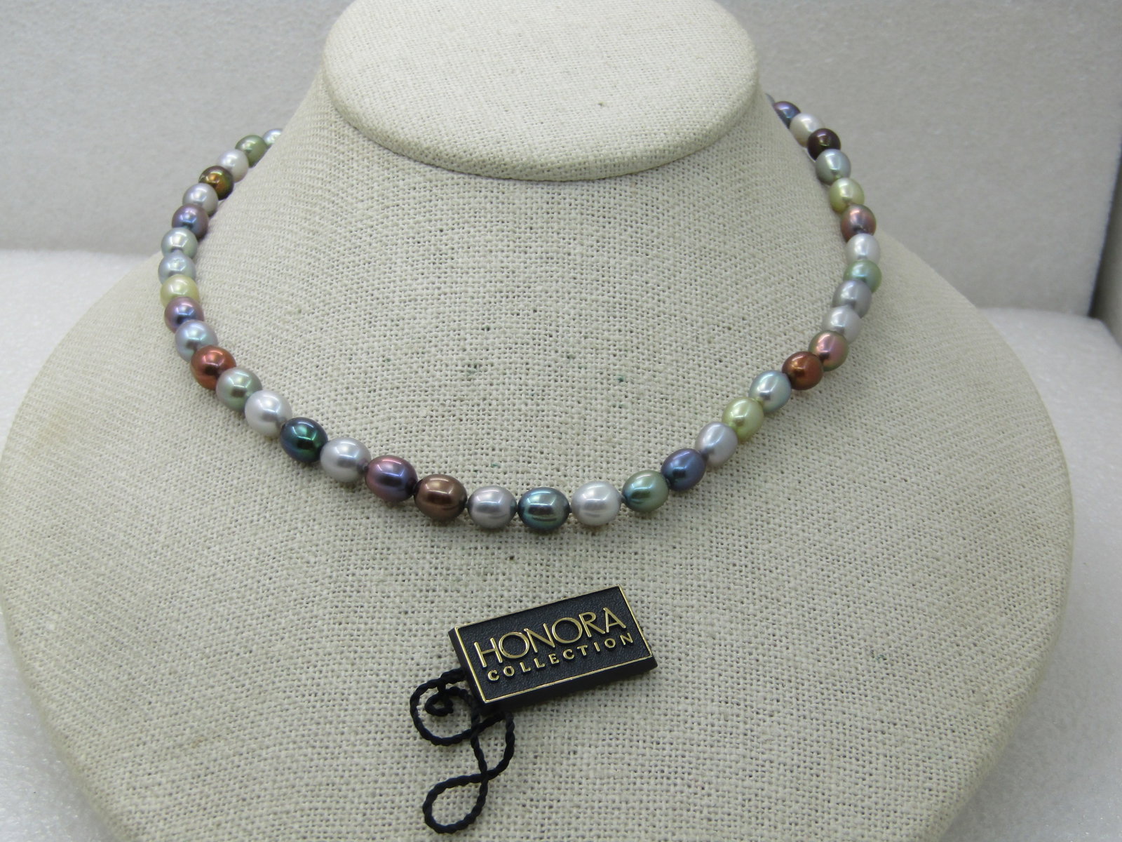 Honora Collection Freshwater Tahitian-Tone Pearl necklace in Silk Pouch, 16", Silver Purple, Copper - 2