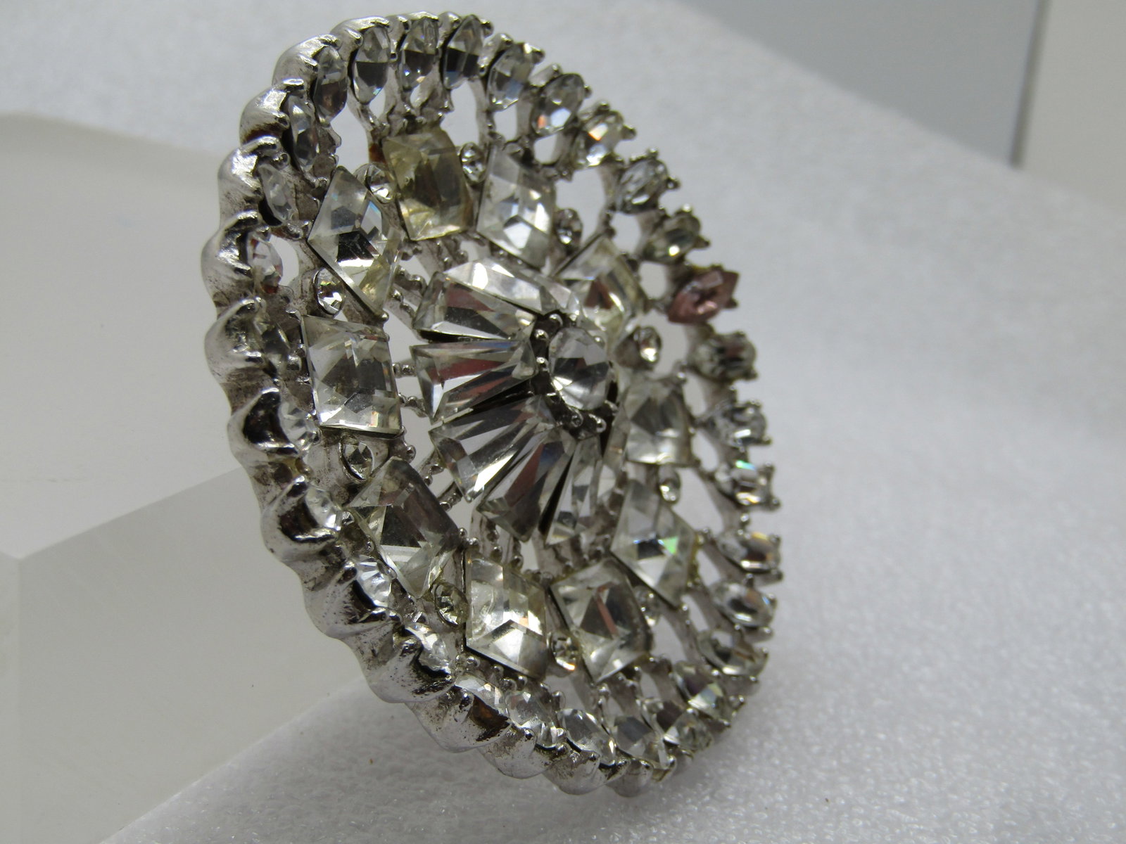 Vintage Rhinestone Round Brooch, 1950's-1960's - 3