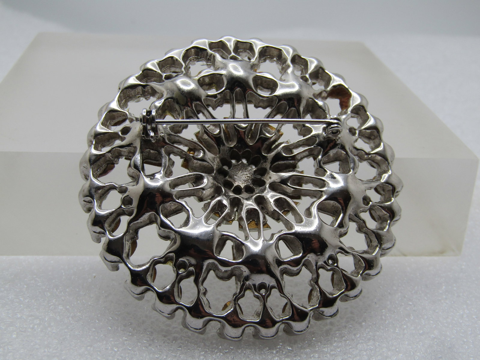Vintage Rhinestone Round Brooch, 1950's-1960's - 4
