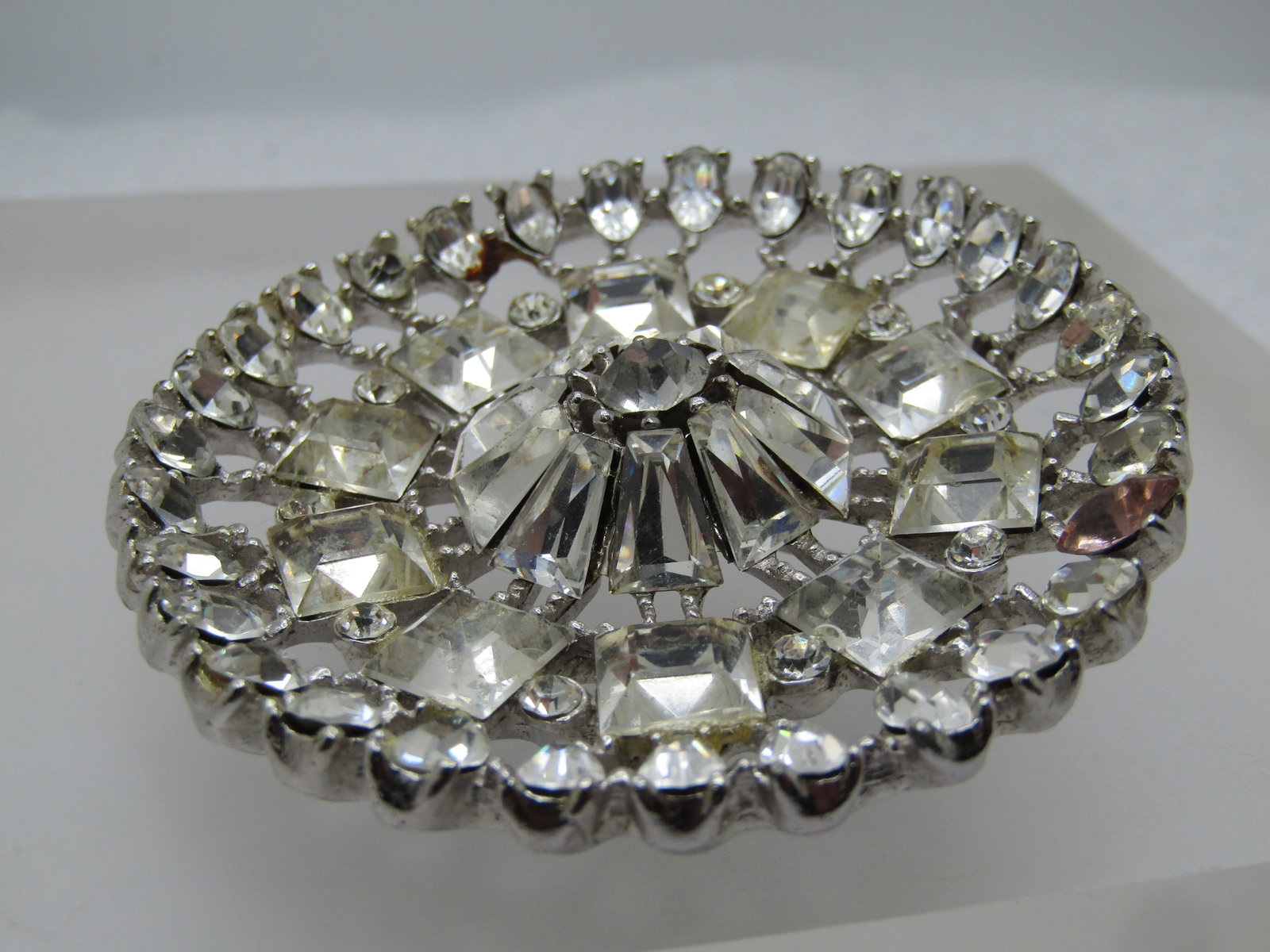 Vintage Rhinestone Round Brooch, 1950's-1960's - 5