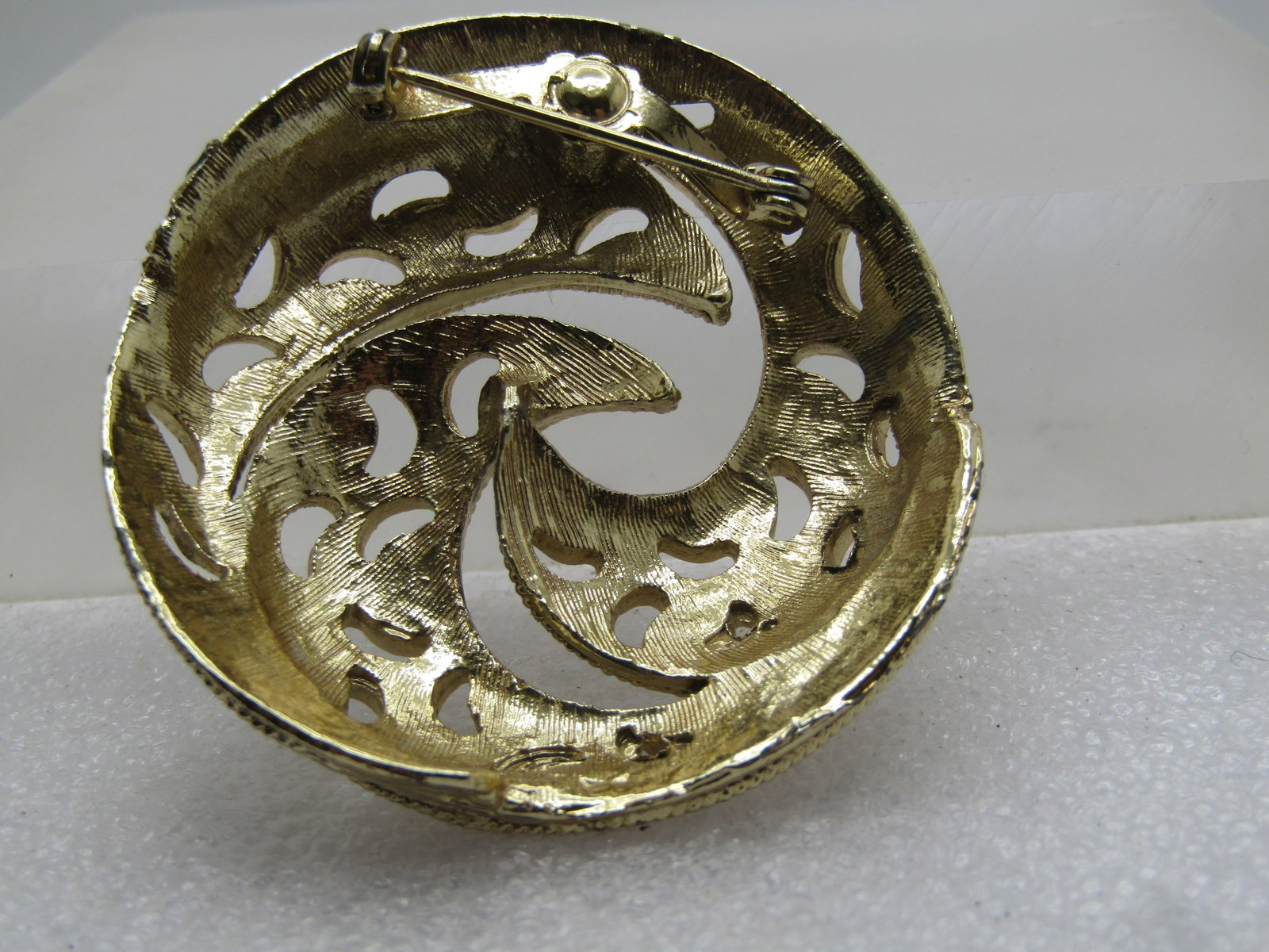 Vintage Triple Spiral Brooch, Cut-Out Crescents, 1960's-1970's - 4