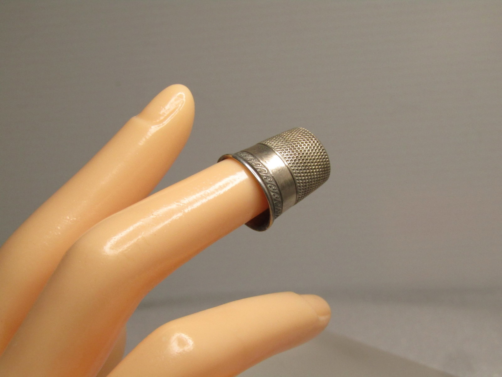 Vintage to Antique Sterling Thimble, Sz. 10. Signed , 1920's-1940's - 7