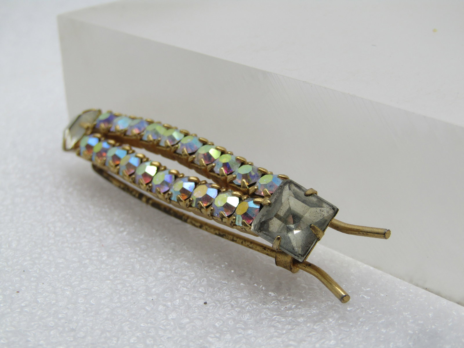 Vintage Aurora Borealis Rhinestone Barrette 1950's-1960's - 2