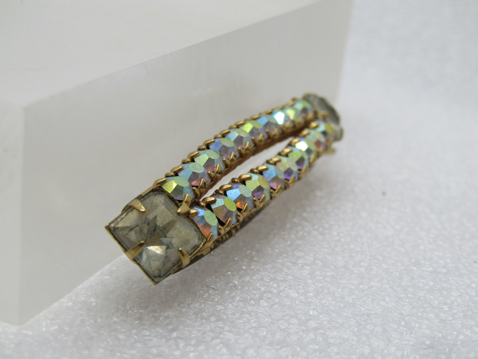 Vintage Aurora Borealis Rhinestone Barrette 1950's-1960's - 3