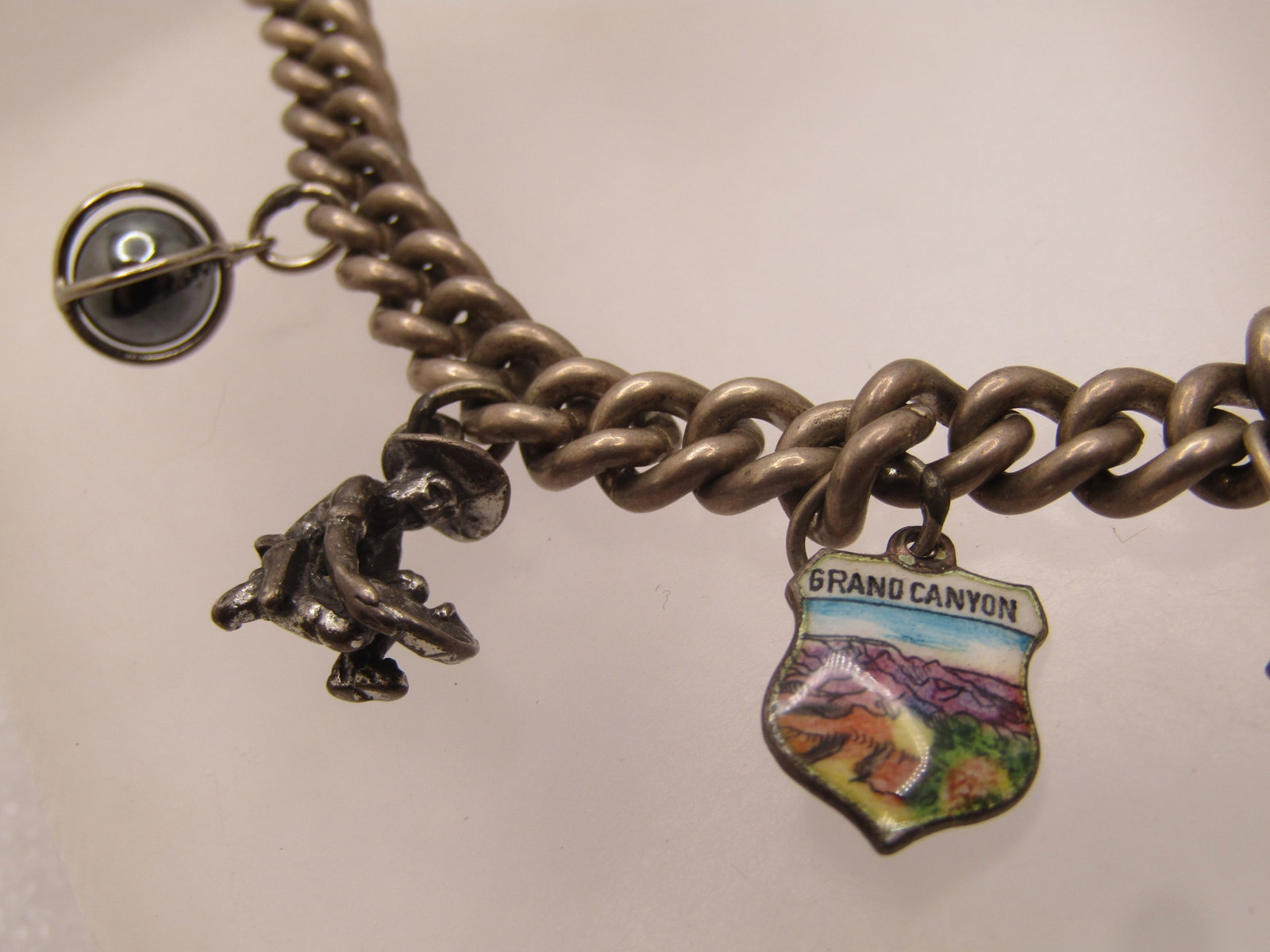 Vintage Sterling Charm Bracelet, Western Themed, 7.75" 1940's-1950's - 5