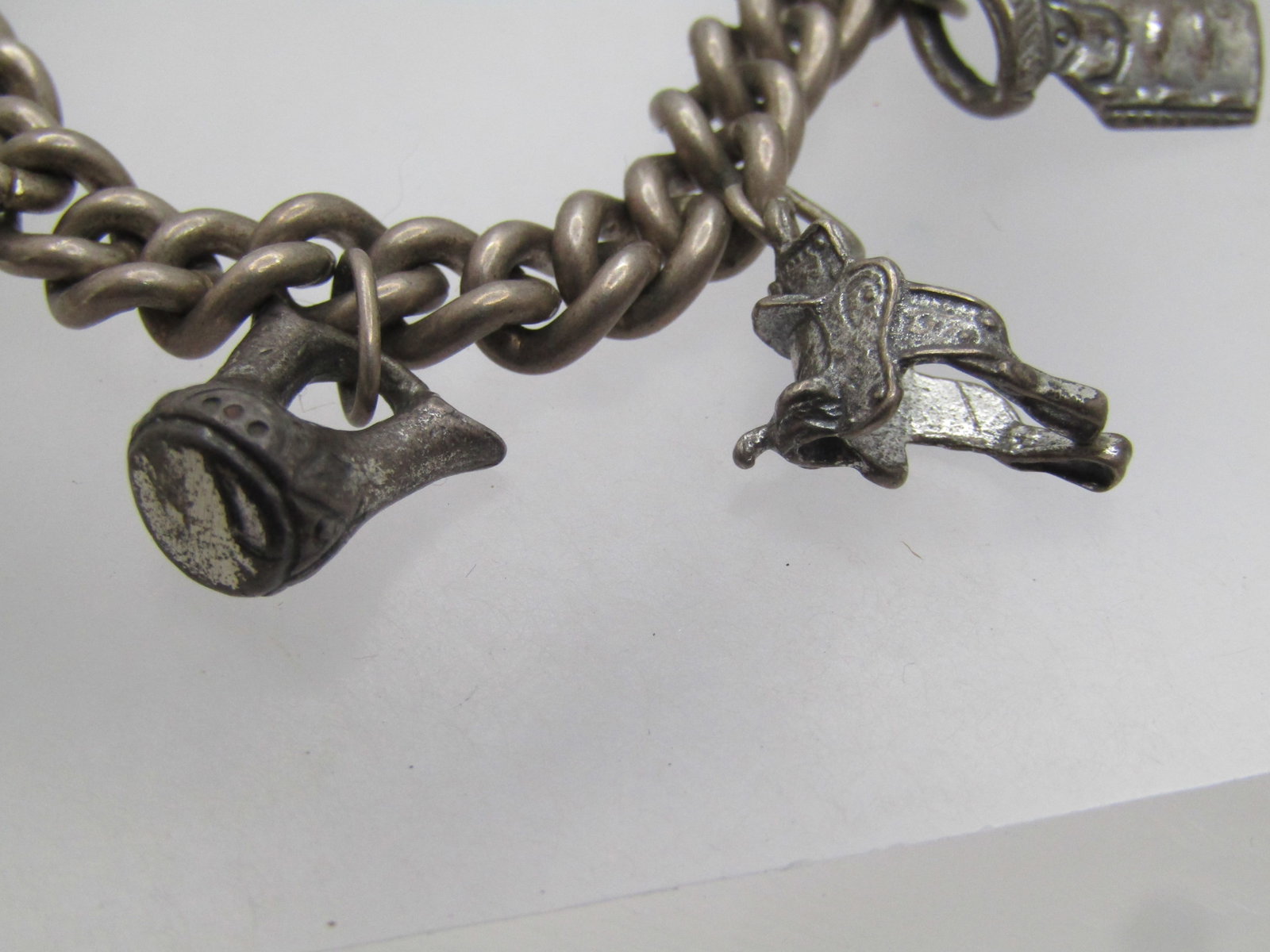 Vintage Sterling Charm Bracelet, Western Themed, 7.75" 1940's-1950's - 6