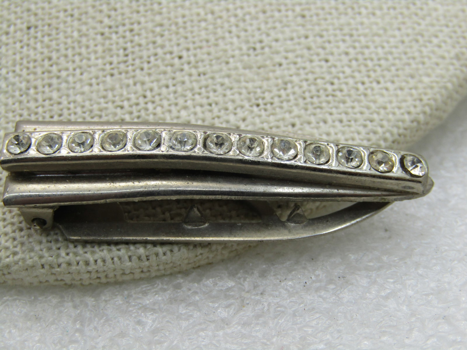 Vintage Rhinestone Dress Clip, Art Deco, 1.75" - 2