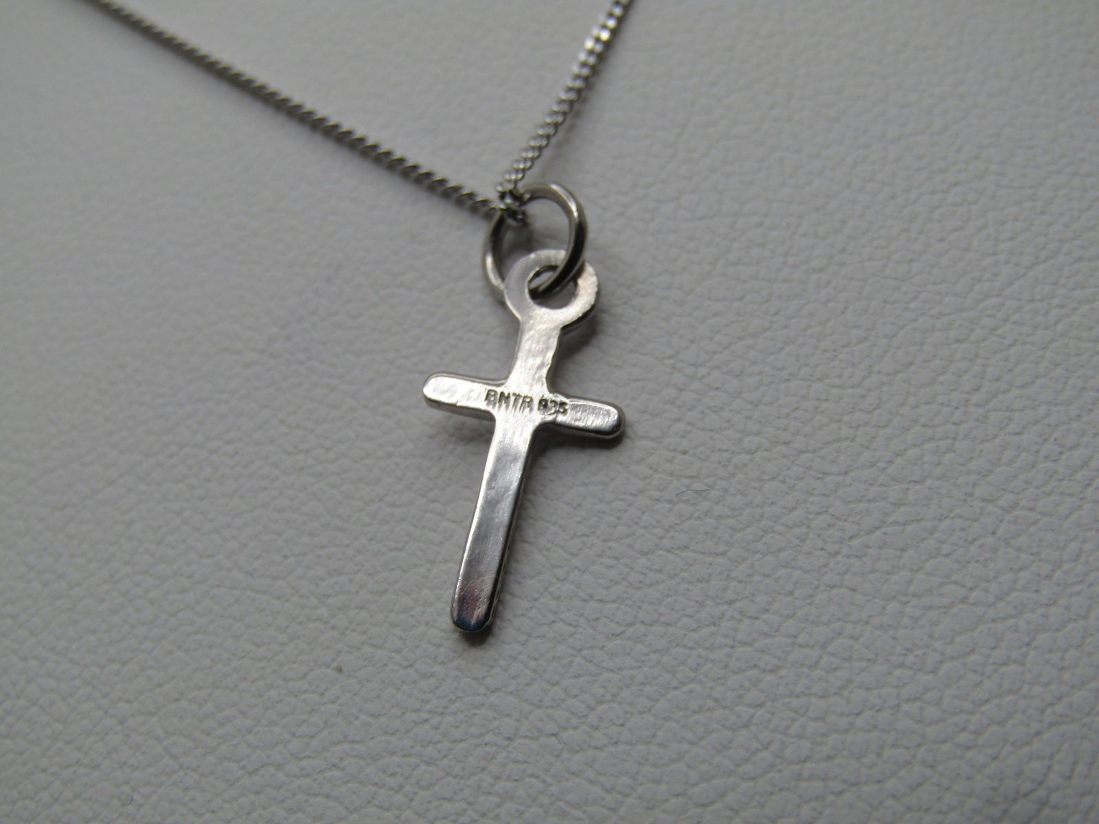 Vintage Sterling Cross Necklace, 18" Signed Banter, Original Box/Pouch, 1990's - 4